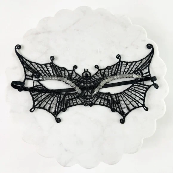 12. 🐣 NWOT Black Lace Bat Mask Sexy – Halloween, Cosplay, Party - Picture 3 of 5